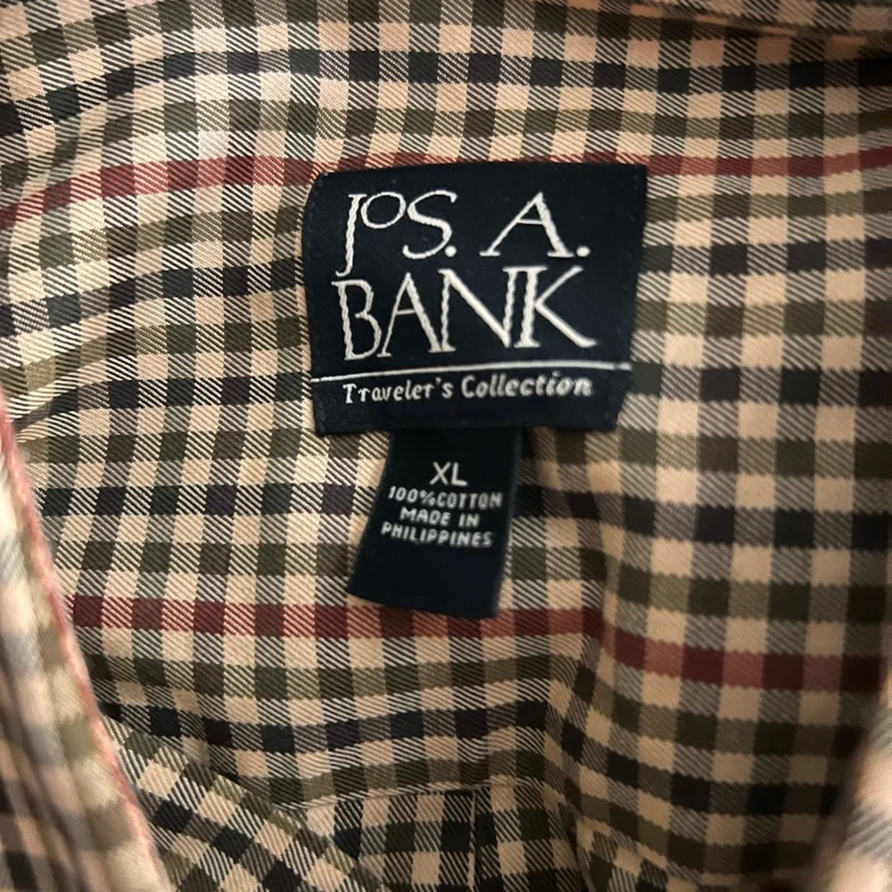 🥂Jos. A. Bank Tan and Black Checkered Shirt🥂 - Picture 3 of 4